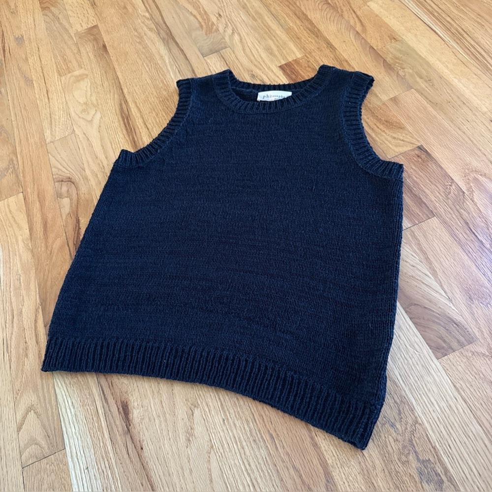 Philosophy Republic Clothing Black Knit Sleeveless Sweater Vest Top Women's L
